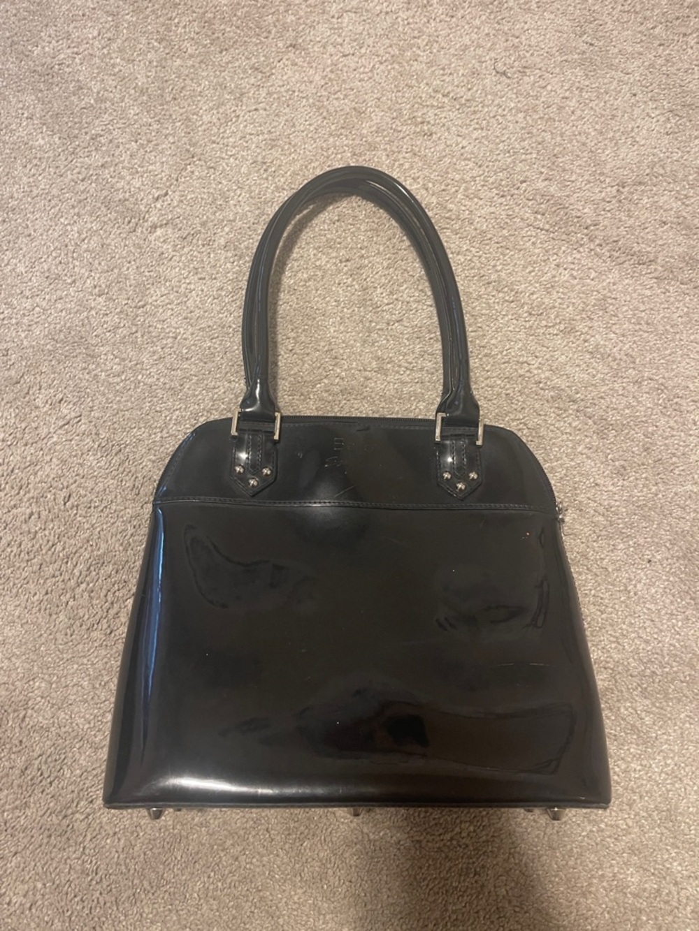 Beijo Black Patent Satchel with Top Handles
